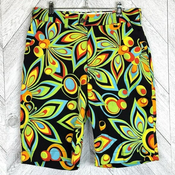 Loudmouth Golf Shorts Mens Size 30 Retro Mod Floral Groovy Loud 11" Inseam - Picture 1 of 3
